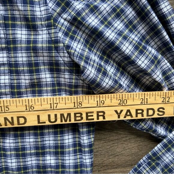 Hawker Rye Men's Slim Stretch Oxford Casual Button Front Shirt Blue Plaid size M - Picture 10 of 11